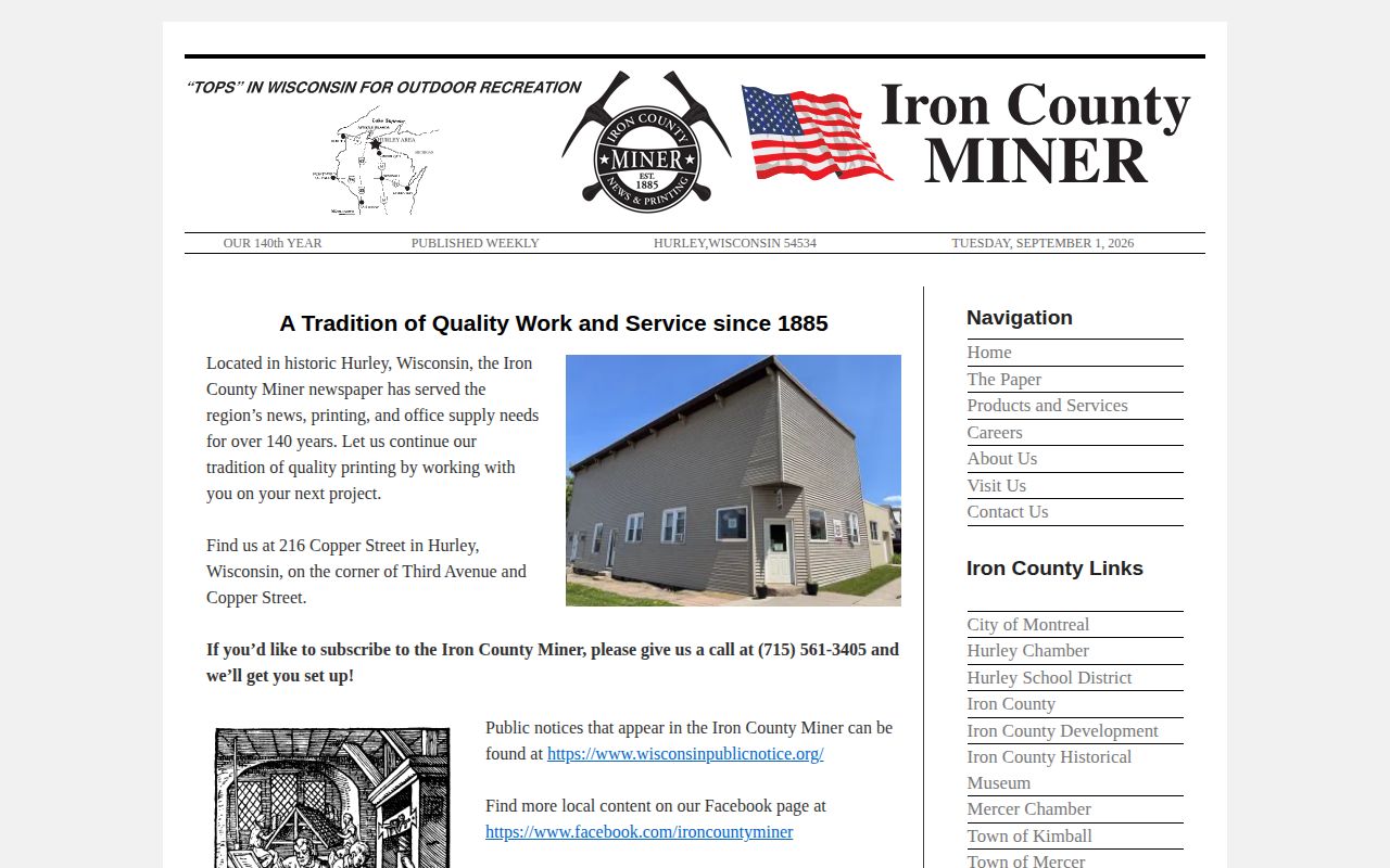 Iron County Miner source page for Hurley arrest-record coverage